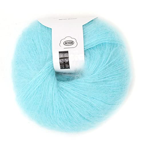 LIZEALUCKY Weiches, dünnes Angora-Mohair-Garn, langes Wollstrickgarn mit Einer Häkelarbeit für Kleidungsstücke, Schals, Pullover, Schals, Hüte und Bastelprojekte, 26 g/Rolle(Hellblau)