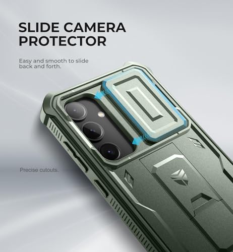 Image of Dexnor for Samsung Galaxy S24 Plus Case with Built-in Slide Camera Cover & Screen Protector & Kickstand, Shockproof Rugged Case Full-Body Bumper Protective Cover for Galaxy S24 Plus (2024),Army Green