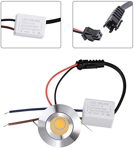 Midore Kleine mini-led-inbouwspot, 3 W, 5 stuks, 230 V, wit, plafondspot met transformator, COB downlights, plafondspots, aluminium, 200 lm