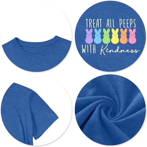 Image of LAZYCHILD Women Easter Teacher Shirts: Funny Treat All with Kindness T-Shirt Bunny Rabbit Tee Tops