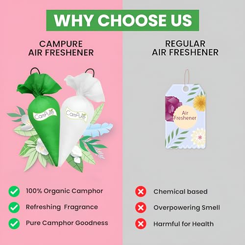 Image of CamPure Camphor Cone (1 Jasmine + 1 Bhimseni) Pack Of 2-100% Organic | Air Freshener For Car, Wardrobe, Office Cabin's, Drawers, Travel Bag & Bathroom
