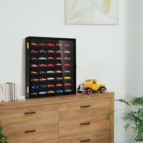 Image of TJ.MOREE Model Car Display Case 1 /64 Scale Diecast Wall-Mounted for Mini Toys and Small Wheels, Black
