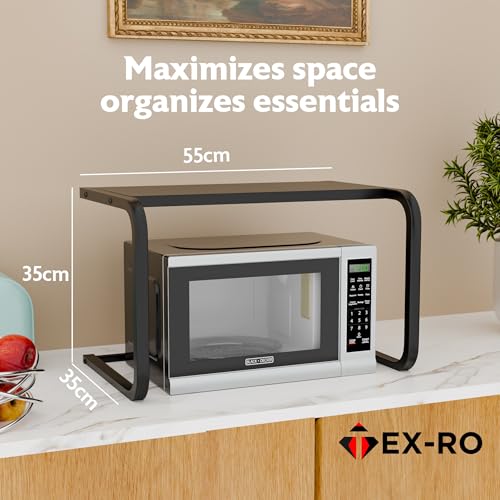 Image of TEX-RO Platform Top Microwave Stand /Oven Stand for Kitchen Organizer /Utensils Stand for Kitchen /Shelf Dish Rack for Home (Black)
