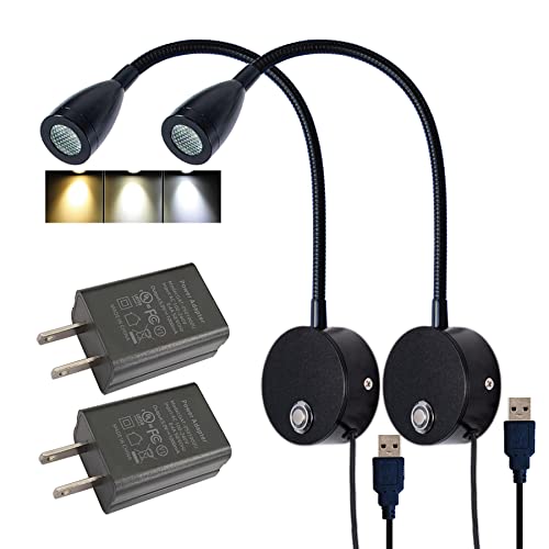 CRISETEK Touch Dimmable Switch Wall Mounted Reading Lamp Gooseneck Task ...