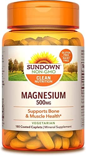 Sundown Naturals Magnesium 500 Mg Caplets Value Size, 180 Count, (Pack of 2)