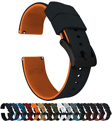 Image of 19mm Black /Pumpkin Orange - BARTON Elite Silicone Watch Bands - Black Buckle Quick Release