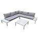 Produktbild Home Islands Laos Loungeset Gartenmöbel-Set 4-teilig mit Ablagen aus Aluminium, Aluminium weiß