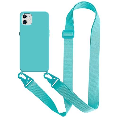 UnnFiko For iPhone 12 Mini �P�[�X �V�����_�[ �l�b�N�X�g���b�v �u���F �y�� �\�t�g �X�}�z�P�[�X �A�C�t�H�� 12 �~�j �P�[�X ���킢�� �V���R���J�o�[ ������ ���������� (iPhone 12 Mini, Glacier 
