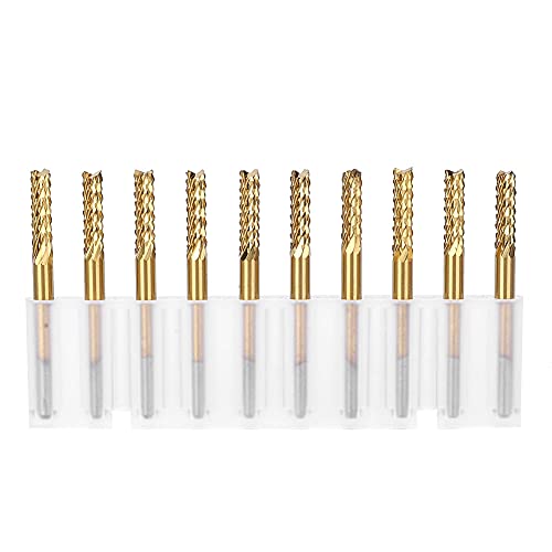 Image of Jeanoko Rotary Burrs End Mills 10pcs 0.125 inch Carbide End Mill 1 /8 inch Shank Coated CNC PCB Engraving Bit Cutting Tool