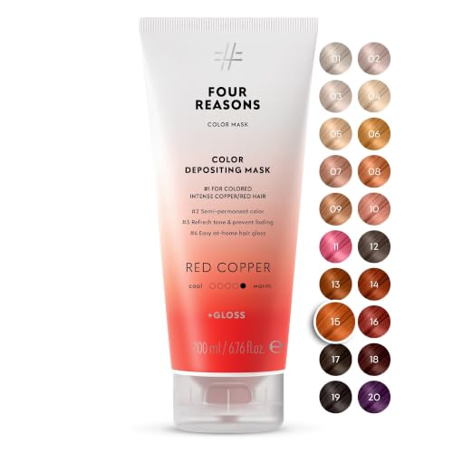 Image of FOUR REASONS Color Mask, Red Copper (27 Colors) - Hair Gloss & Color Depositing Conditioner - Semi Permanent Hair Toner for Color-Treated Hair Color For Women - Vegan & Cruelty-Free - 6.76 fl oz
