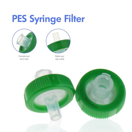 Image of Syringe Filters PES Hydrophilic Filtration 0.45um 13mm Membrane Diameter Lab PES Membrane Disc Non-Sterile by Labfil, Pack of 100