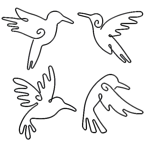 KRSHEMDE Decoración de pared de colibrí de metal, decoración de pared de pájaros voladores negros, decoración de pared de dormitorio, sala de estar, cocina, decoración moderna y elegante