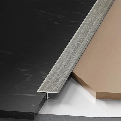 UGAILL Interior Doorway Edge Trim T Molding Floor Transition Strip for Wood Tile LVP, Aluminum Floor Flat Divider Strip for Joining Flooring Gaps, Cuttable T Molding Trim(Gray-A,W2cm(3/4