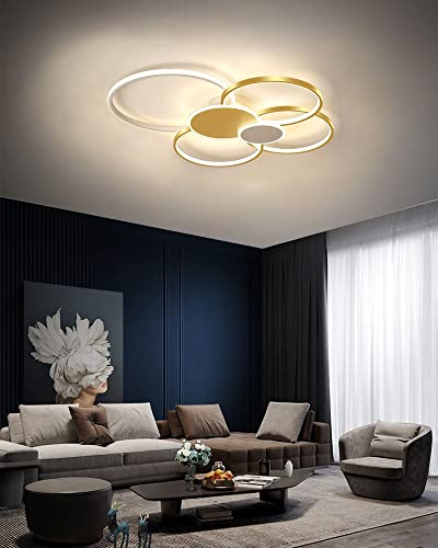 Plafonnier LED moderne 93W dimmable avec télécommande pour grand salon - 5