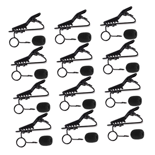 HANABASS 24Pcs Lapel Lavalier Microphone Clip with Black Clips and Sponge Covers for Voice Recording Video Conferencing and Karaoke Use Durable High Elasticity