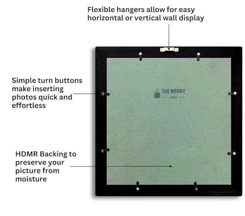 Image of 8 x 8 inch Wooden Photo Frame with Mat, Black Photo Frame 8 x 8 inch with Mat or 12 x 12 inch without Mat for Wall Decoration, Gallery Walls, Best Wooden Photo Frames for Posters and Photos