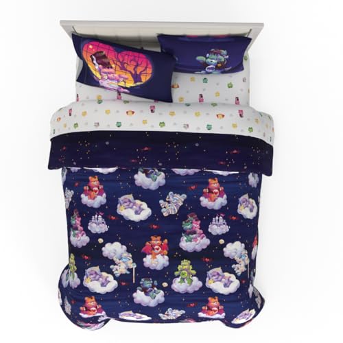 Image of Care Bears x Universal Monsters Halloween Bedding 7 Piece Super Soft Cozy Reversible Comforter and Sheet Set with Sham, Full, (Officially Licensed Product) By Franco