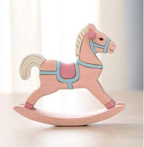fangfang 1Pcs Pink Wooden Rocking Horse Table Decoration Centerpiece Ornament Home Decor Craft Wedding Gift Home Art Furnishing