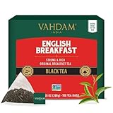 VAHDAM, English Breakfast Té Negro (100 Piramidales Bolsitas De Té) Fuerte, Robusto Y Sabroso | Ingredientes 100% Naturales, Envasado Fresco En La India | Caliente, Frío O Como Kombucha