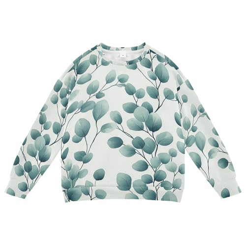 JUNZAN Aesthetics Eucalyptus Leaf Kids Boys Hooded Sweatshirt Fleece Fall Tops Shirts Athletic 4T