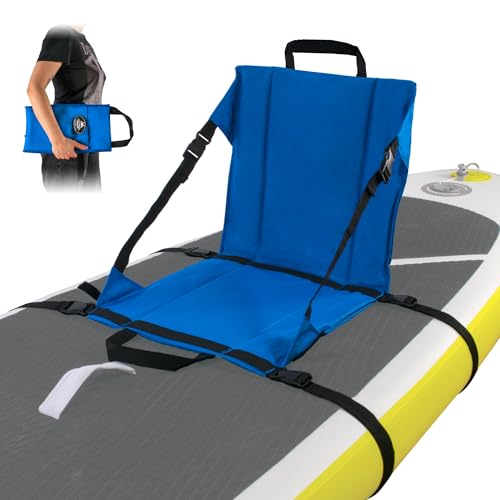 Kayak SUP Siège universel - Bleu/noir - S'adapte à toutes les planches SUP - Pas d'anneaux en D ni de mousquetons en métal nécessaires - Facile à installer