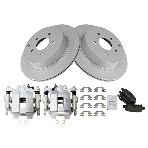 Image of TRQ Rear Brake Pad and Rotor Set Semi Metallic Coated Vented Rotors
