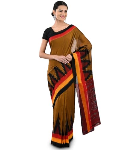 Image of Nuapatna Cotton Saree of Odisha Ikkat Orissa Traditional Handloom Sari | Bomkai | Pata | Nuapatana | sambalpuri saree | khandua patta sare | without Blouse S6