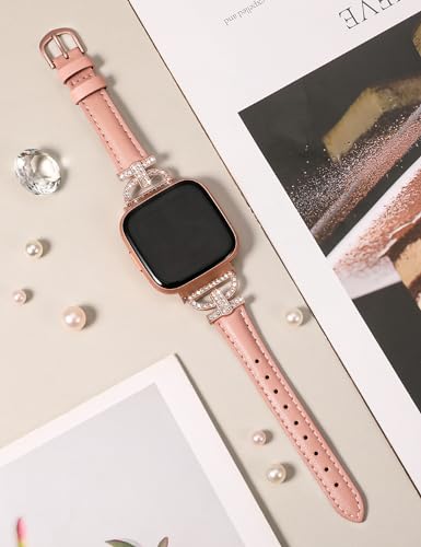 TOYOUTHS Genuine Leather Straps Compatible with Fitbit Versa 2 Straps/Versa/Versa Lite - Image 4