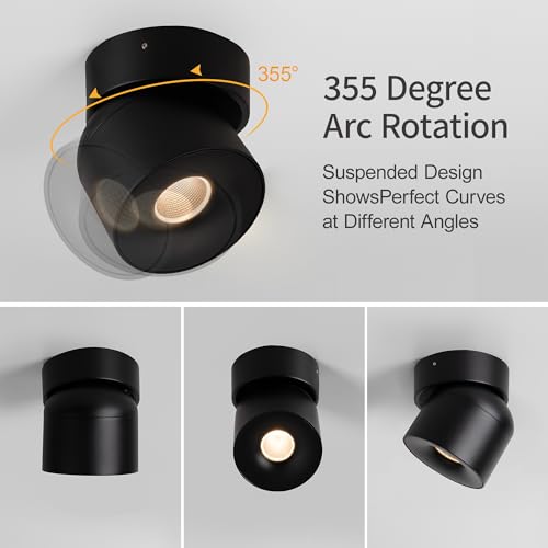 Image of Aisilan 15W LED Dimmable Ceiling Spotlight, Adjustable Directional Surface Flush Mount Lighting, Wall Spot Lights Indoor Accent Fixture for Art Picture Gallery Paintings, 3000K