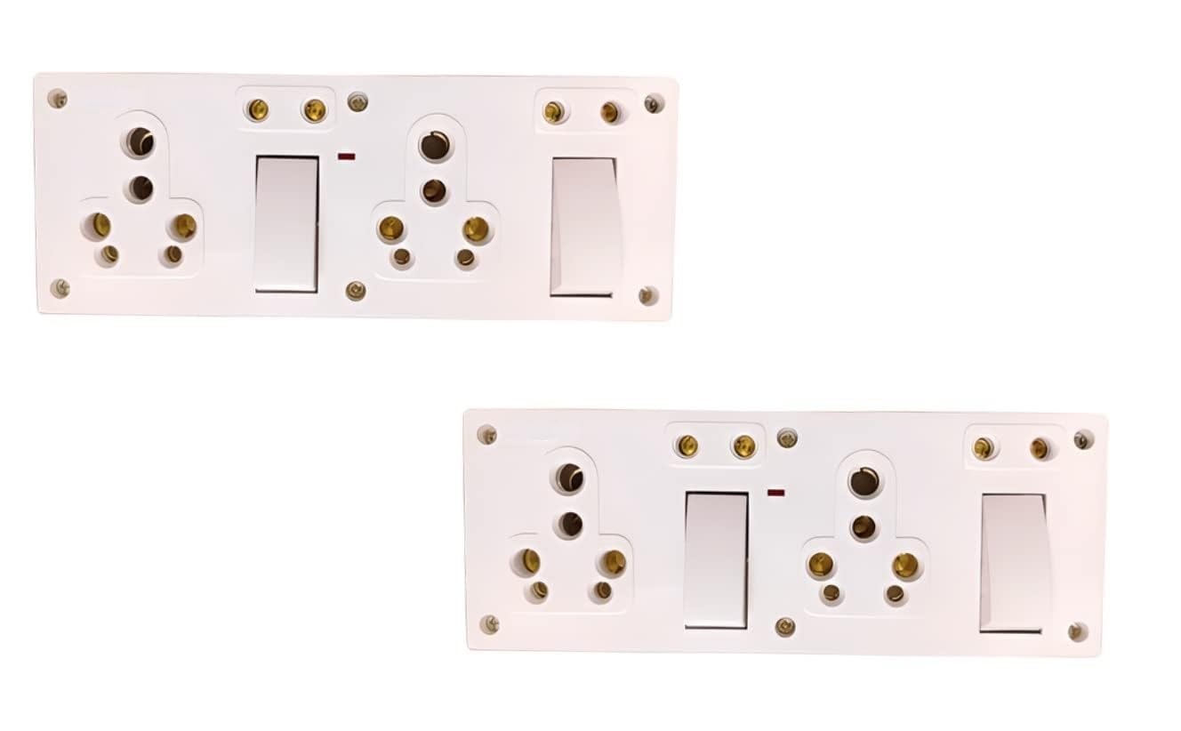 atc 2 switch 4 socket 1 indicator 20 amp. ss combined with box one way electrical switch board (pack of 2 pieces)