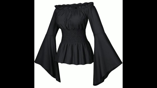 Camicetta Donna Black Sugar In Poliestere, Stile Vittoriano Medievale, Beige, Vita Stretta, Maniche 3/4, Taglie S/M E L/XL