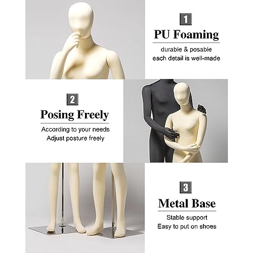 Bewegliche Schaufensterpuppe für den ganzen Körper, flexible Kleiderform, Torso, Köpfe und Arme können gedreht werden, Erwachsenenpuppe, Schneiderpuppe zum Ausstellen (schwarze Frauen)
