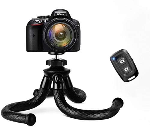 Camera Phone Tripod, Flexible Trvel Tripod Stand with Cell Phone Clamp, Small Octopus Tripod for Digital Action Camera Canon Nikon Panasonic Sony DSLR Gopro AKASO and Samsung Galaxy Huawei