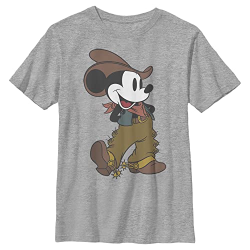 Disney Characters Cowboy Mickey Boy's Heather Crew Tee