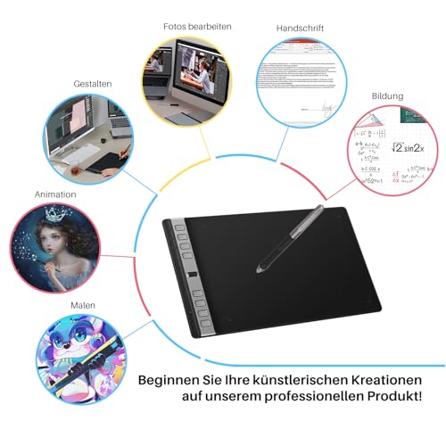 HUION Inspiroy 2 L Grafiktabletts, Tragbares Zeichentablett mit 8192 Stufen batterielosem...
