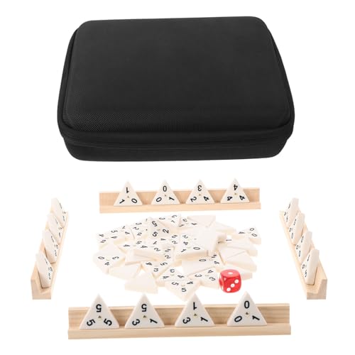 Dominos triangulaires en bois naturel de 56 pièces avec support de jeu
