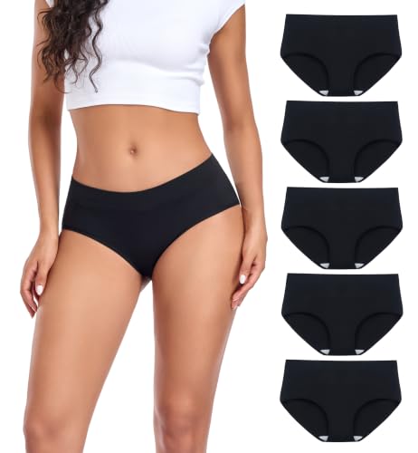 Image of Cotton Underwear for Women Mid Rise Hipster Panties Full Briefs Stretchy Ladies Full Coverage Panties