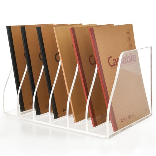 Porte-revues en acrylique transparent à 6 compartiments de rangement