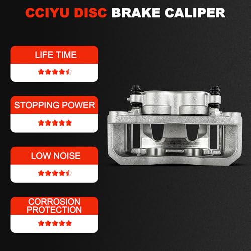 Image of cciyu Front Right Disc Brake Caliper w /Bracket 18B4614 | For Ford Model - For E-250 Econoline, For E-350 Econoline, For E-350 Econoline Club Wagon, For E-350 Super Duty
