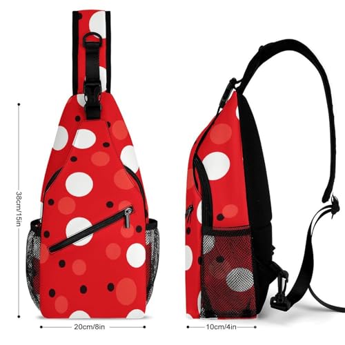 Bolso bandolera casual para senderismo rojo con puntos blancos miniatura 2