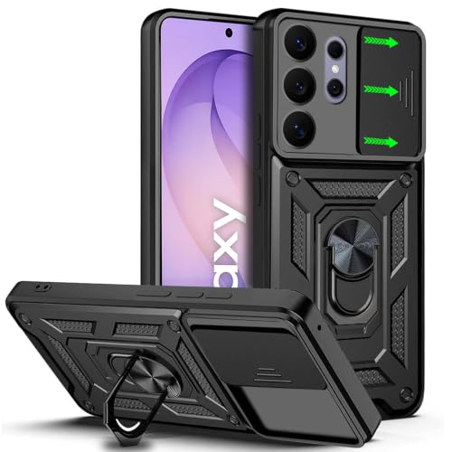 Image of AESTMO Tough Armor Samsung Galaxy S26 Ultra 5G Bumper Back Case Cover | Ring Holder & Sliding Camera Shield Cover | 360 Degree Protection Back Case Cover for Samsung Galaxy S26 Ultra 5G (Black)