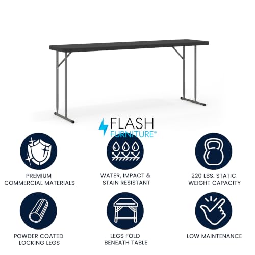Image of Flash Furniture 6 ft Plastic Folding Training Table, Black