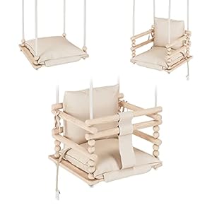 MAMOI® Baby schommel 3 in 1 + VEILIGHEIDSGORDEL | 190-260cm Plafondhoogteverstelling | Schommel baby hout | Schommel…