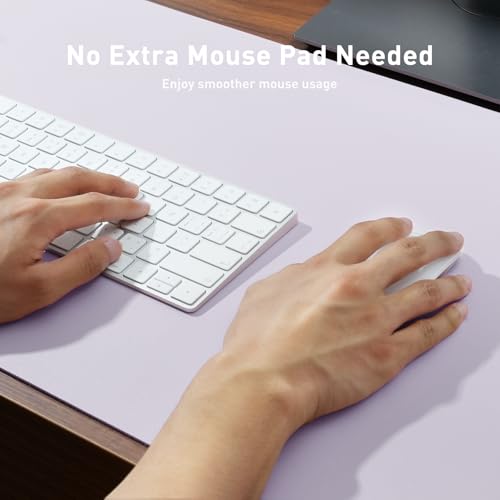 Image of Aothia Large PU Leather Desk Pad Protector - Non-Slip Mouse Pad & Writing Mat for Office /Home, Waterproof, Easy to Clean (48 inch x 17 inch, Soft Lavender)