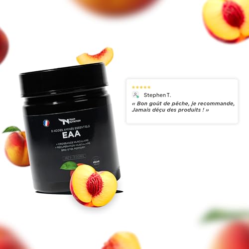 EAA TEAM NUTRITION | EAA Complex avec 9 Acides Aminés Essentiels | Assimilation Optimal | Sans Aspartame | 250g | Favorise Développement Masse Musculaire | - MARQUE FRANÇAIS – Image 3