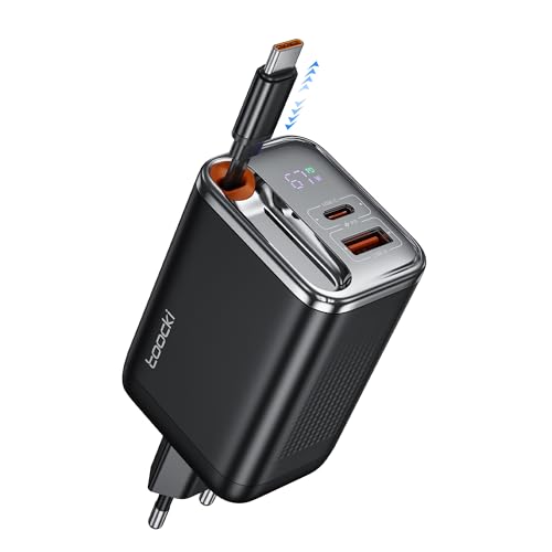 toocki Chargeur USB C 67W, GaN 3-Ports PD3.0 Charge Rapide avec Écran LED, Compact & Léger avec...