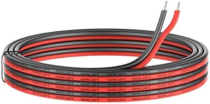 16awg 1.3mm² Electrical Wire 2 Conductor Parallel Silicone Wire 10 Meters [5M Black 5M Red] 16 Gauge 600V Flexible Extension Cable Cord Stranded Tinned Copper Wire Hookup Model Lead Wire