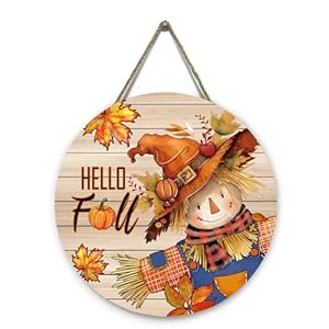 Hello Fall Autumn Scarecrow Door Sign for Porch Pumpkins Maple Leaf Wood Hangers Farmhouse Door Sign for Front Door Decor Seasonal Home Decorations Autumn Wall Hanger Sign Hello Fall Autumn Scarecrow Door Sign for Porch Pumpkins Maple Leaf Wood Hangers Farmhouse Door Sign for Front Door Decor Seasonal Home Decorations Autumn Wall Hanger Sign