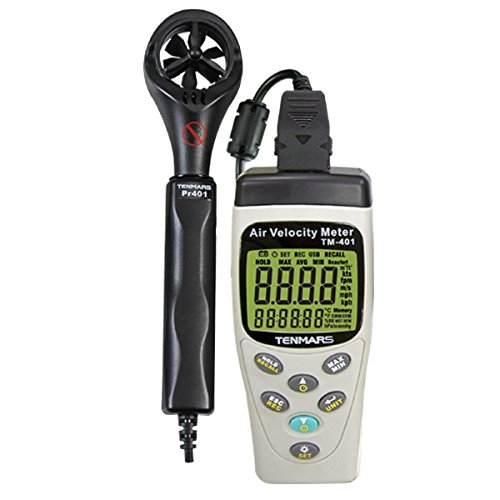 MeterTo Anemometer, Velocity, 99 Record, Flow, Temperature, Humidity, Absolute Pressure