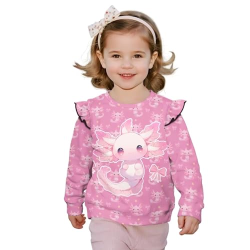 Long Sleeve Blouses for Petite Girl Ruffle Crewneck Lightweight Tops Trendy Tees Fashion Outfits Daily Wear for Kid